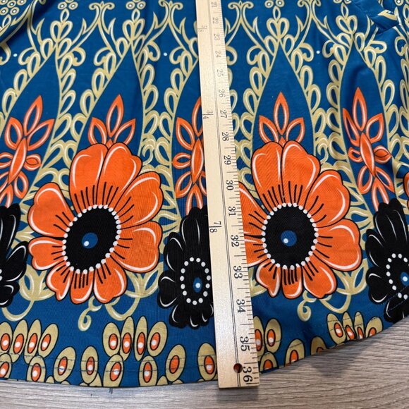 R&B Collection Flower Power Tunic Dress Size XL Floral Retro Blue Orange - Picture 10 of 14
